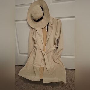 NWT T Tahari Faux Leather Trench In Bone